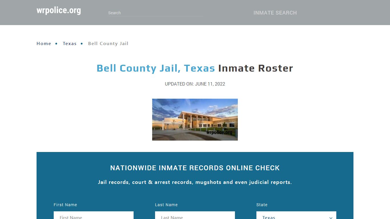 Bell County Jail, Texas - Inmate Locator