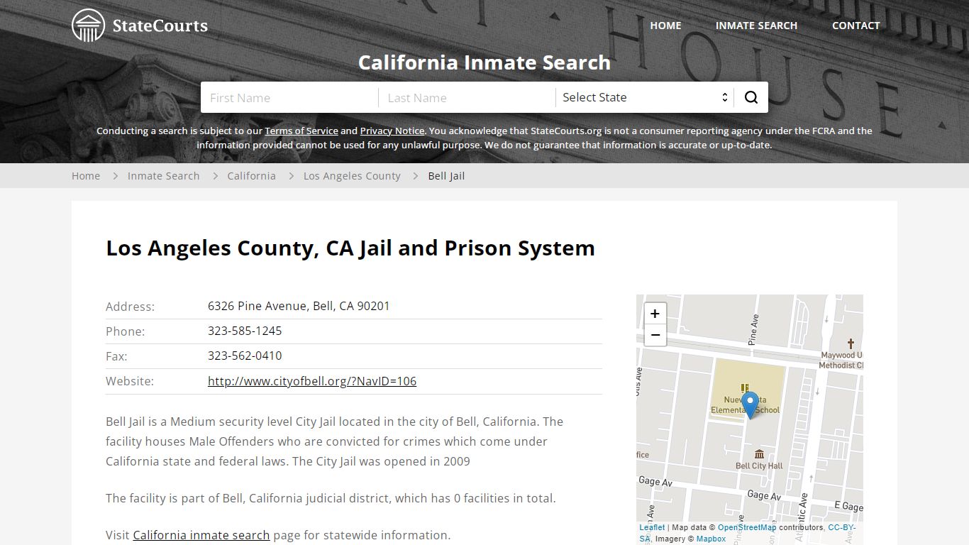Bell Jail Inmate Records Search, California - StateCourts